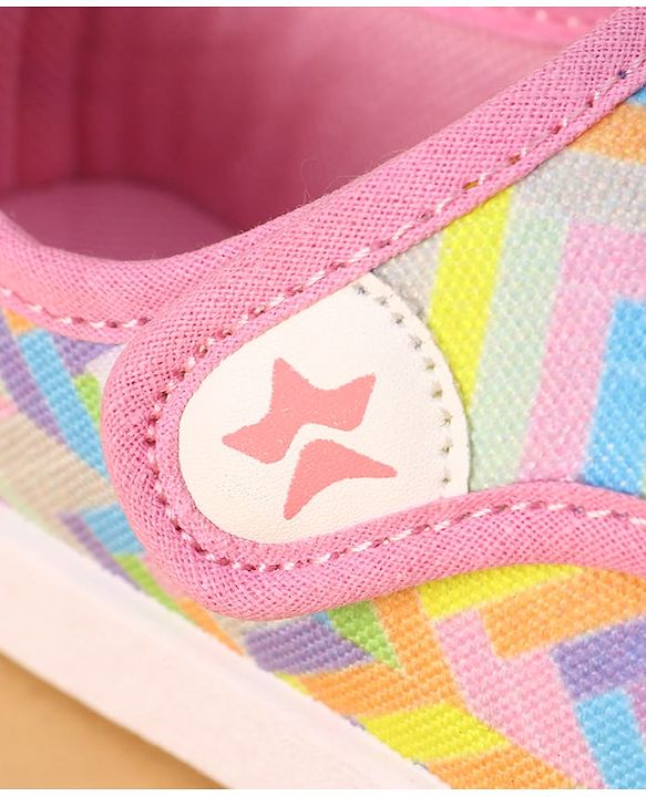 Cute Walk by Babyhug Velcro Closure Casual Shoes with Stripes  - Pink