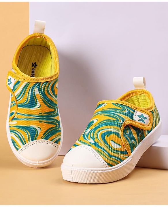 Cute Walk by Babyhug Casual Shoes with Velcro Closer & Abstract Closer - Yellow