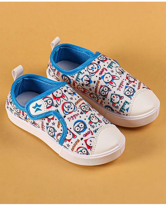 Cute Walk by Babyhug Casual Shoes with Velcro Closer & Animal Print - Blue