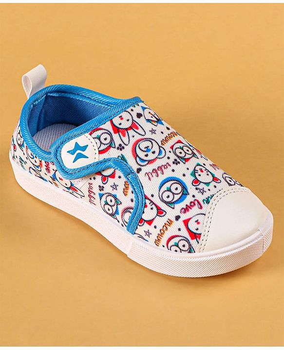 Cute Walk by Babyhug Casual Shoes with Velcro Closer & Animal Print - Blue
