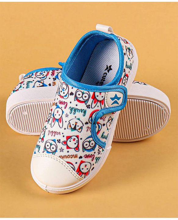 Cute Walk by Babyhug Casual Shoes with Velcro Closer & Animal Print - Blue