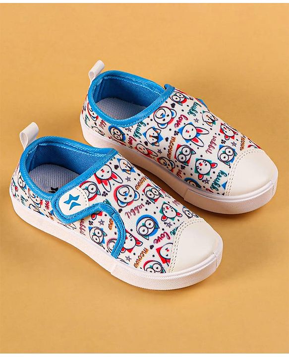 Cute Walk by Babyhug Casual Shoes with Velcro Closer & Animal Print - Blue
