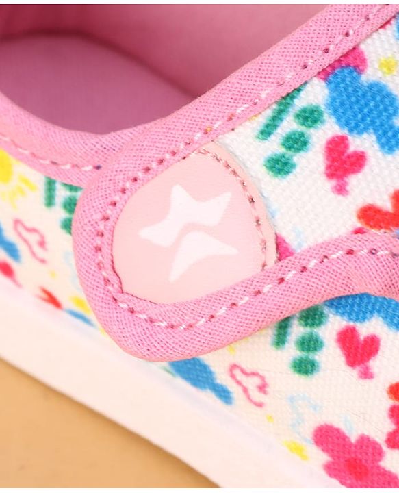 Cute Walk by Babyhug Velcro Closure Casual Shoes with Floral Print - Pink