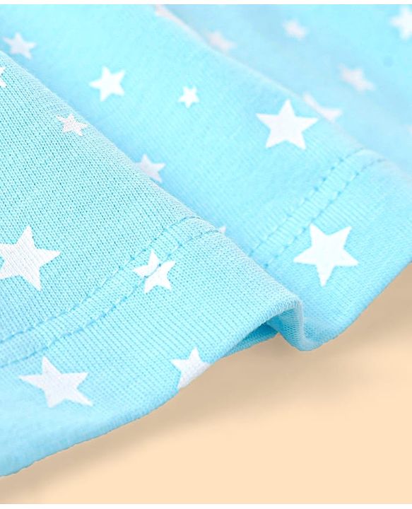 Babyhug Cotton Knit Full Sleeves Night Suit Star Print- Light Blue