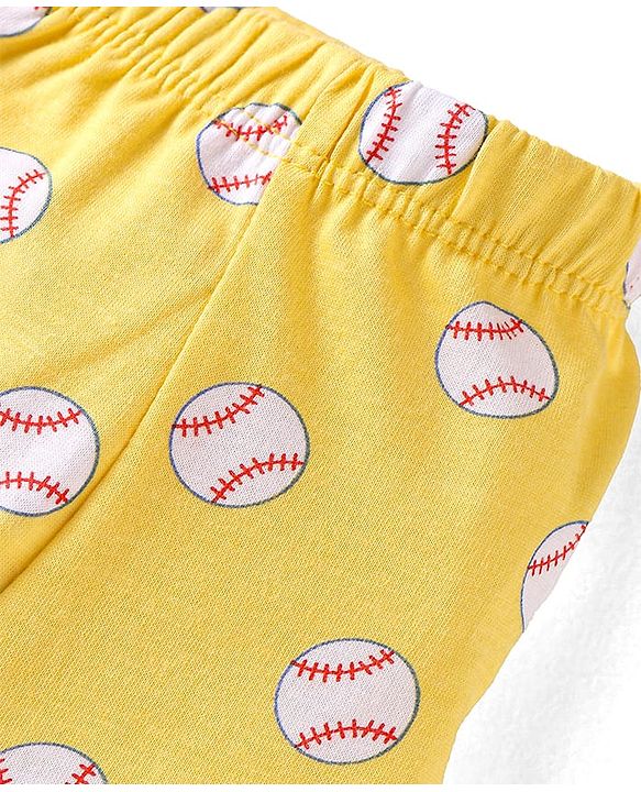 Babyhug Single Jersey Knit Trunks with Stripes & Ball Print Pack of 3 - Yellow White & Navy Blue