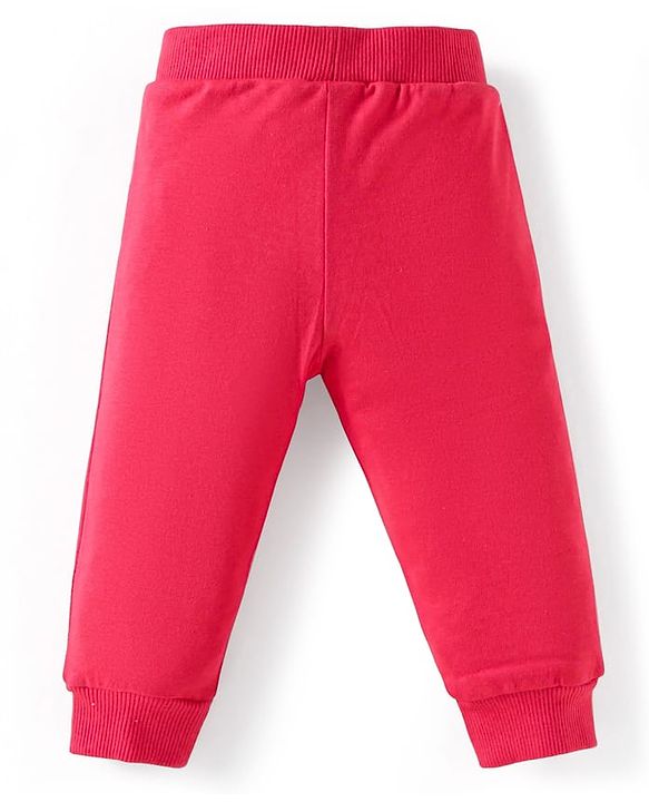 Babyhug Single Jersey Knit Full Length Lounge Pants with Floral & Text Print Pack of 2 - Navy Blue & Red
