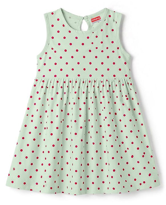 Babyhug Single Jersey Knit Sleeveless Frock With Floral Print - Navy Blue