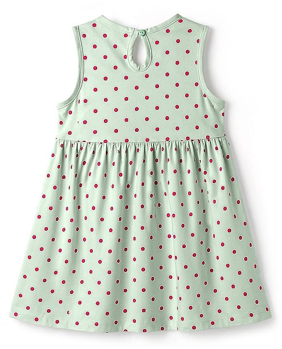 Babyhug Single Jersey Knit Sleeveless Frock With Floral Print - Navy Blue