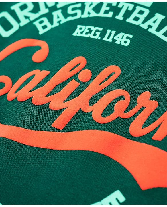 Pine Kids Cotton Knit Half Sleeves Drop Shoulder  T-Shirt with California Text Print T-Shirt - Dark Green