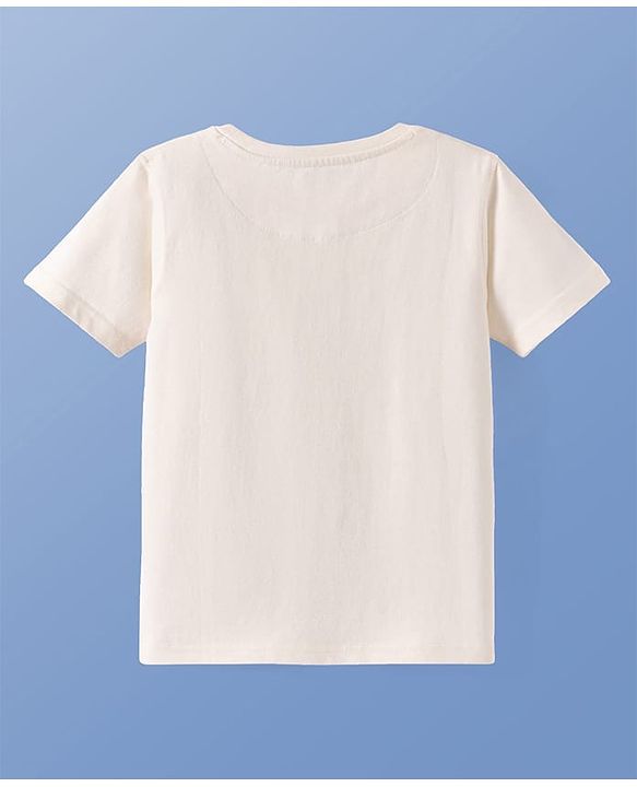 Pine Kids Cotton Knit Half Sleeves T-Shirt With Dino Print - White