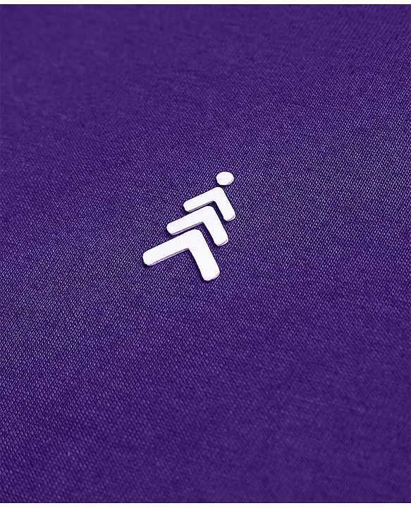Pine Kids Cotton Knit Half Sleeves T-Shirt with Logo Print - Violet