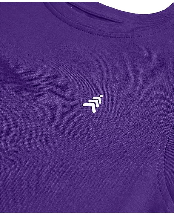 Pine Kids Cotton Knit Half Sleeves T-Shirt with Logo Print - Violet