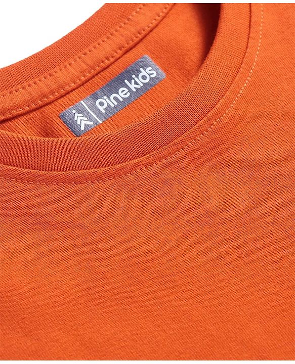Pine Kids Cotton Knit Half Sleeves T-Shirt with Logo Detailing - Coral