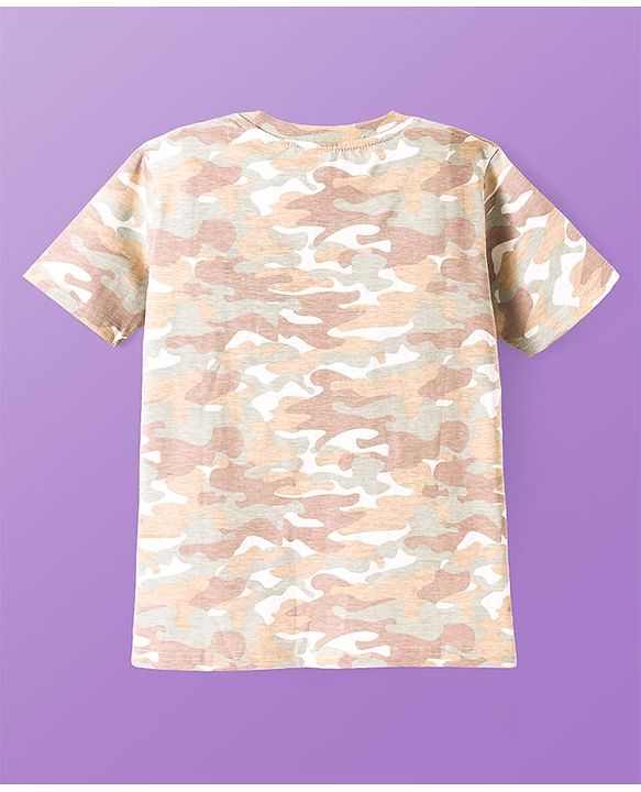 Pine Kids Cotton Knit Half Sleeves Tiger Printed T-Shirt - White