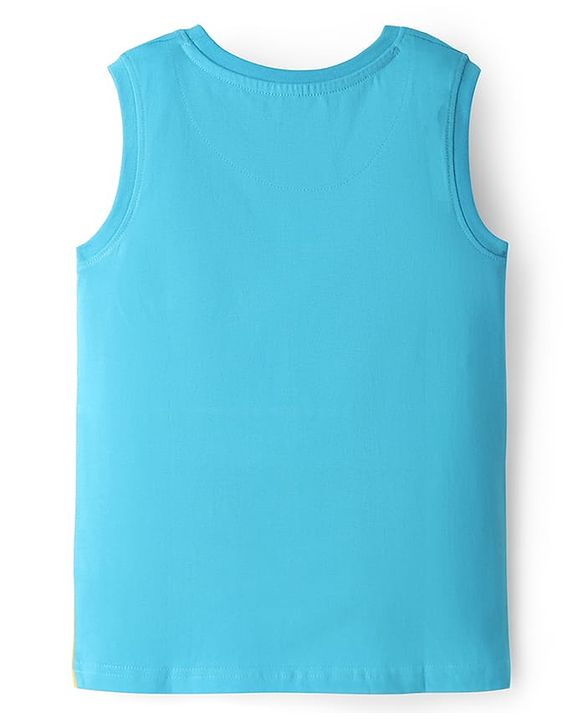 Pine Kids Cotton Knit Cut & Sew Sleeveless Tank T-Shirt with Pocket - Light Blue & Yellow