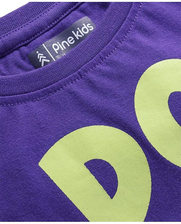 Pine Kids Cotton Knit Sleeveless Tank T-Shirt with Do Your Best Text Print - Purple