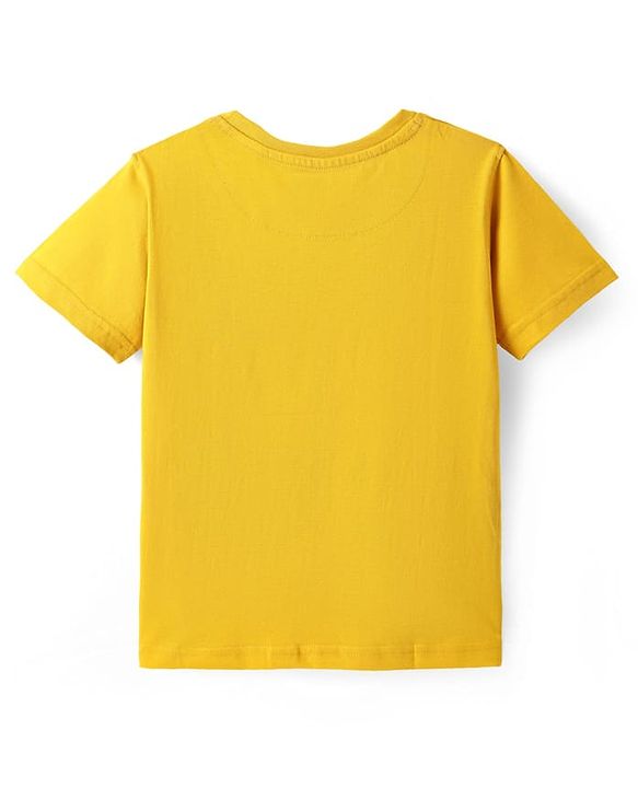 Pine Kids Cotton Knit Half Sleeves Cut & Sew T-Shirt - Yellow & Navy Blue & White