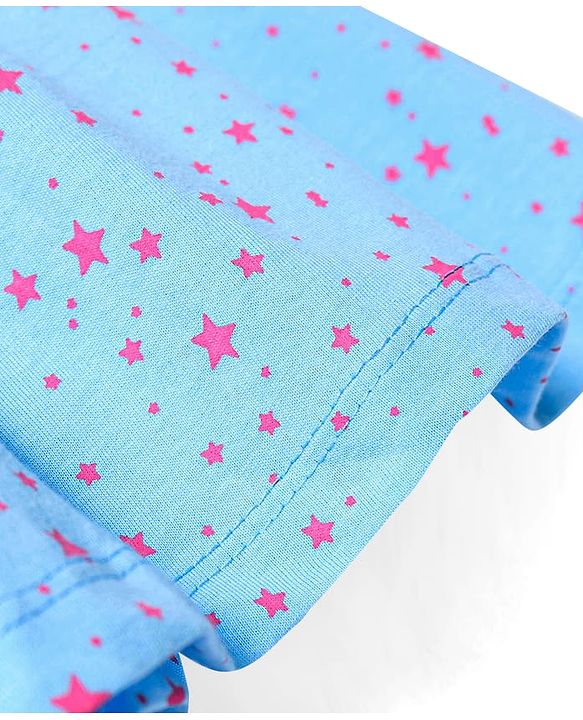 Babyhug Single Jersey Knit Sleeveless Frock With Star Print - Light Blue