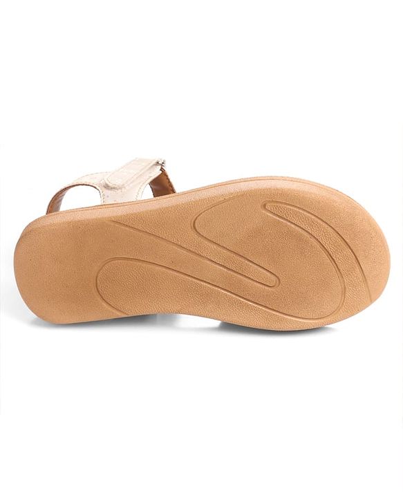 Pine Kids Sandal with Velcro Closure & Glitter Print - Beige