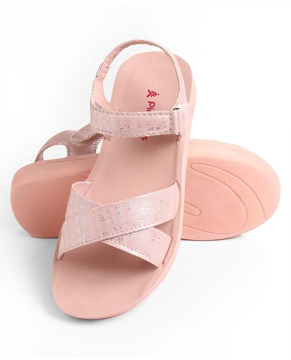 Pine Kids Sandal with Velcro Closure & Glitter Print - Pink