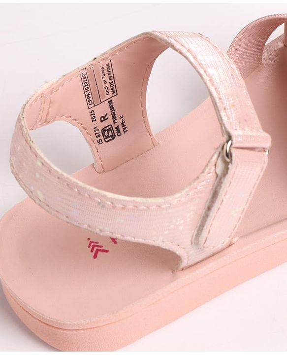 Pine Kids Sandal with Velcro Closure & Glitter Print - Pink