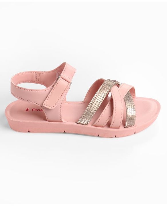 Pine Kids Sandals with Strap Design & Velcro Closure - Pink