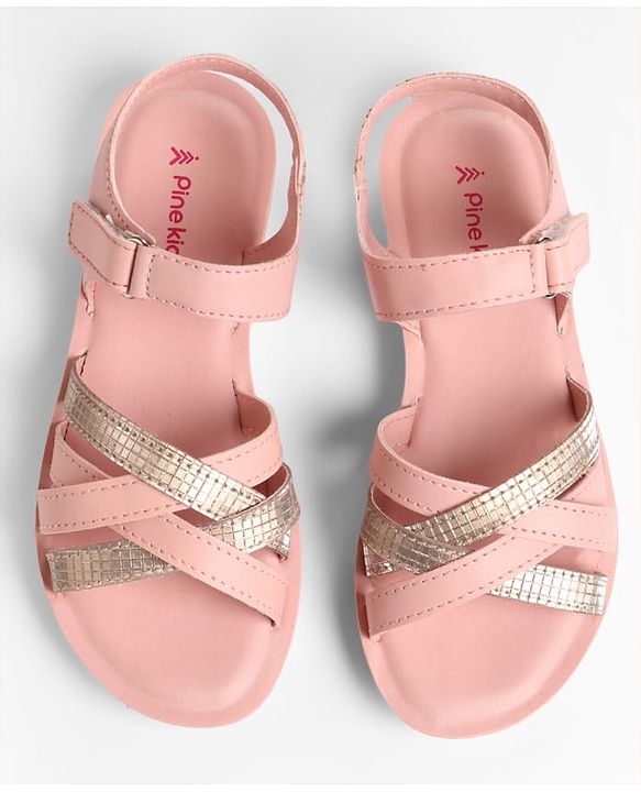 Pine Kids Sandals with Strap Design & Velcro Closure - Pink