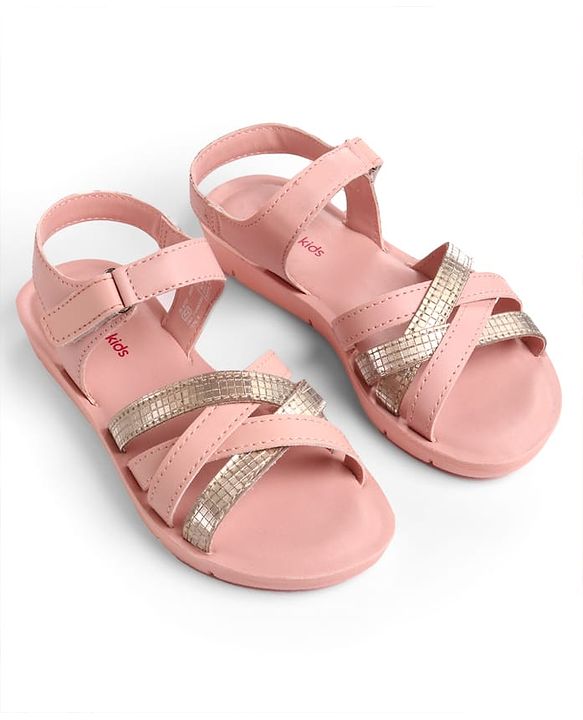 Pine Kids Sandals with Strap Design & Velcro Closure - Pink