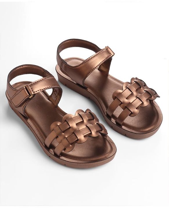 Pine Kids Sandals with Velcro Closure - Rose Gold