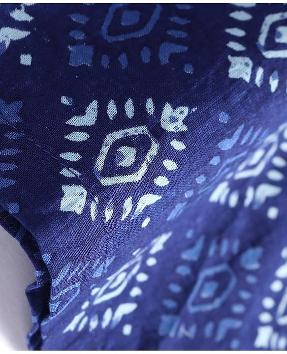 Pine Kids Cotton Woven Full Sleeves Kurta Pyjama Set with Chevron Print Jacket - Blue