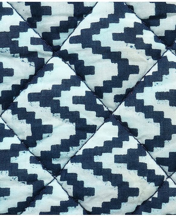 Pine Kids Cotton Woven Full Sleeves Kurta Pyjama Set with Chevron Print Jacket - Blue