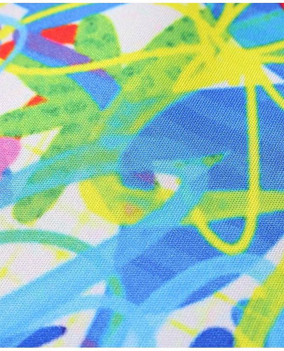 Pine Active Half Sleeves High Stretch T-Shirt Splash Print - Blue & Yellow