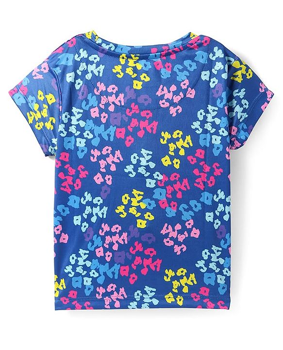 Pine Active Half Sleeves High Stretch T-Shirt Abstract Print - Blue