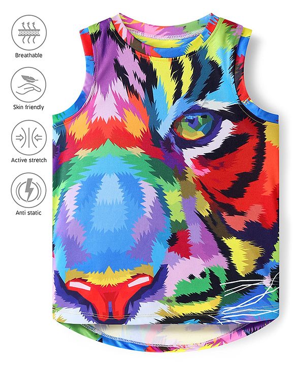 Pine Active Sleeveless High Stretch T-Shirt Abstract Print - Multicolour