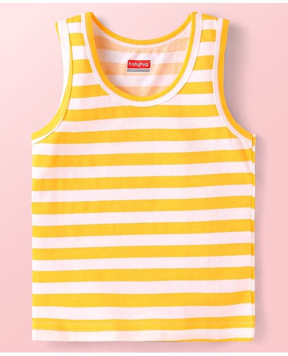 Babyhug Single Jersey Knit Sleeveless Sando Vests with Animal Print & Stripes Pack of 3 - Blue Red & White