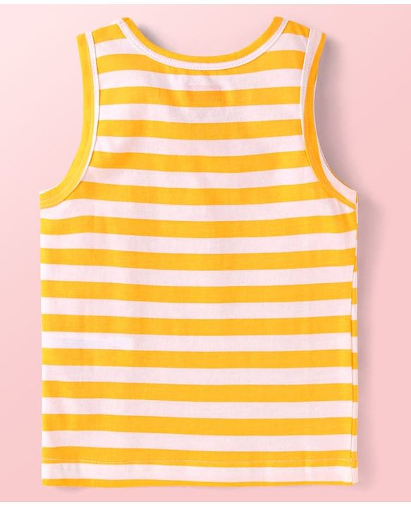 Babyhug Single Jersey Knit Sleeveless Sando Vests with Animal Print & Stripes Pack of 3 - Blue Red & White