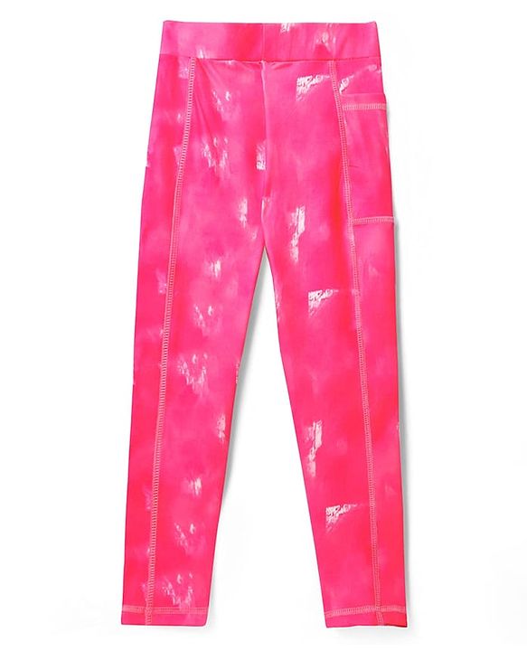 Pine Active Full Length Super Stretch Tie & Dye Leggings - Dark Pink
