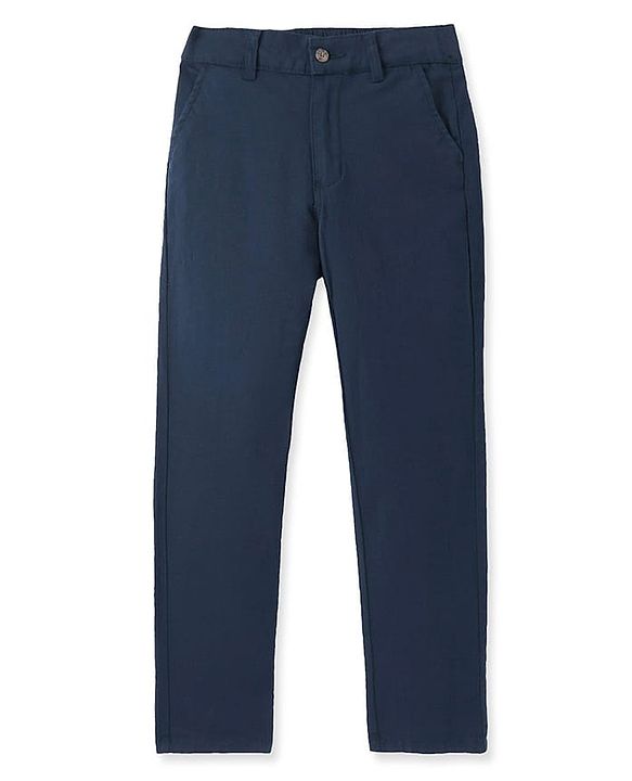 Pine Kids Woven Full Length Solid Colour Trouser - Navy Blue