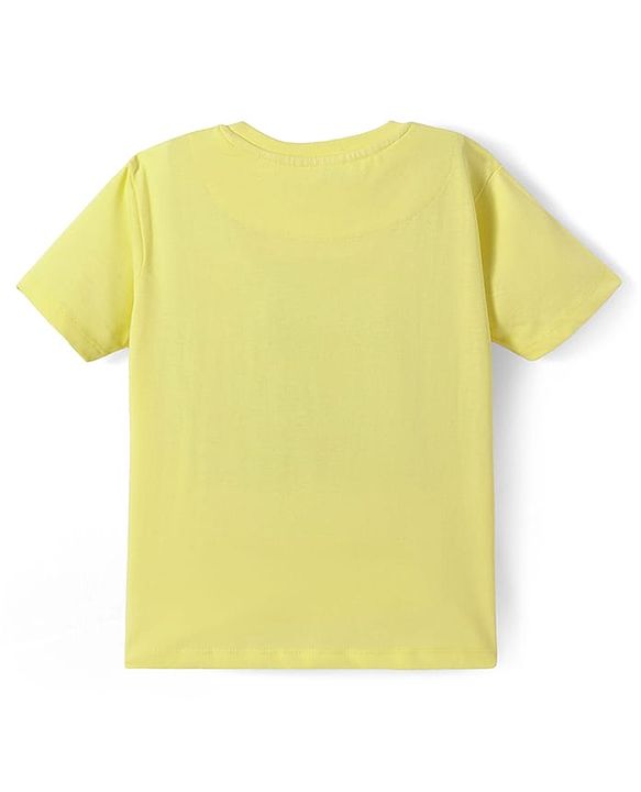 Pine Kids Single Jersey Knit Half Sleeves Night Suit With Text Print - Neon Green & Navy Blue
