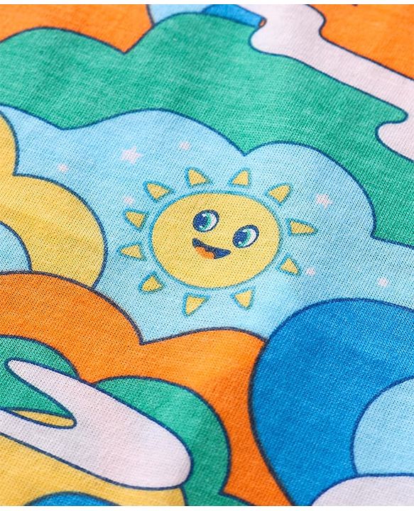 Babyhug 100 % Cotton Knit Sleeveless Sando with Sky Print & Stripes Pack of 2 - Multicolor