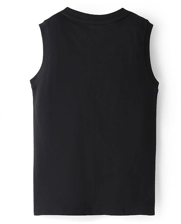 Pine Kids Cotton Knit Sleeveless Tank T-Shirts with Cool Dude Text Print Pack of 3 - Black Orange & Light Green