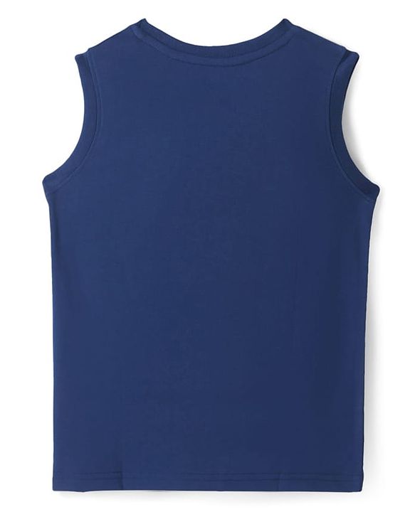 Pine Kids Cotton Knit Sleeveless Tank T-Shirts with Text Print Pack of 3 - Blue