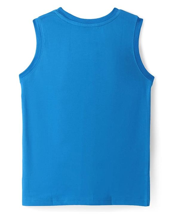Pine Kids Cotton Knit Sleeveless Tank T-Shirts with Text Print Pack of 3 - Blue