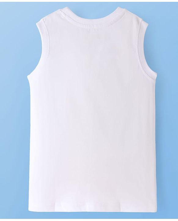 Pine Kids Cotton Knit Sleeveless Tank T-Shirts with Skilled Text Print Pack Of 3 - White Navy Blue & Orange