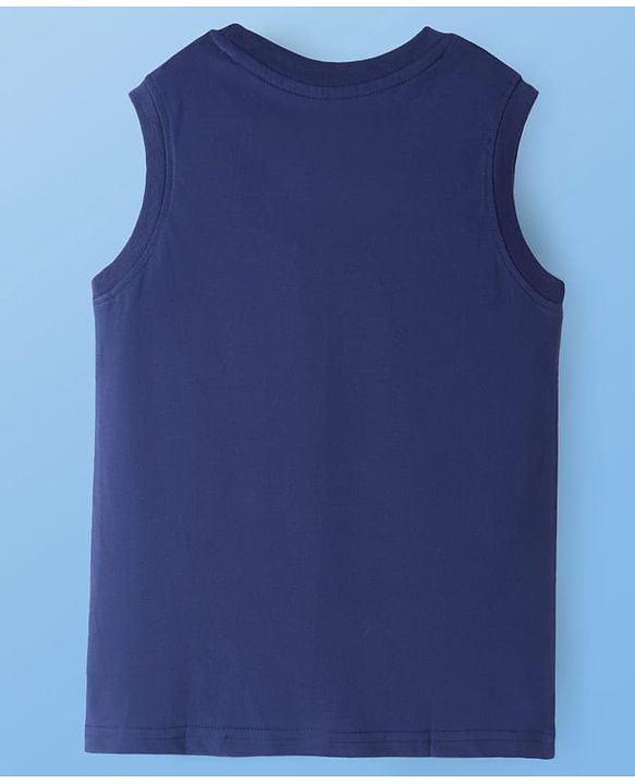 Pine Kids Cotton Knit Sleeveless Tank T-Shirts with Skilled Text Print Pack Of 3 - White Navy Blue & Orange