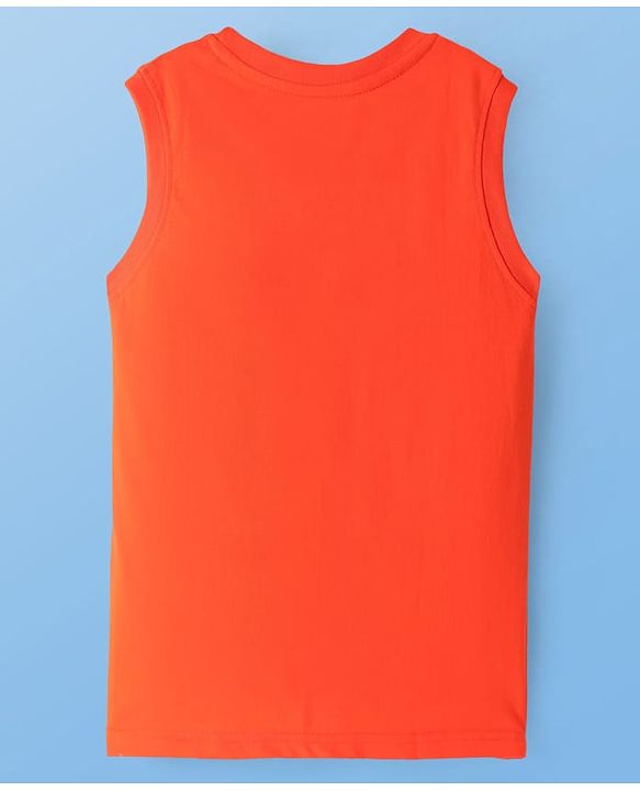 Pine Kids Cotton Knit Sleeveless Tank T-Shirts with Skilled Text Print Pack Of 3 - White Navy Blue & Orange