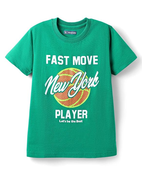 Pine Kids Cotton Knit Half Sleeves T-Shirts With Surf Theme Text Print Pack of 3 - Navy Blue Green & Red