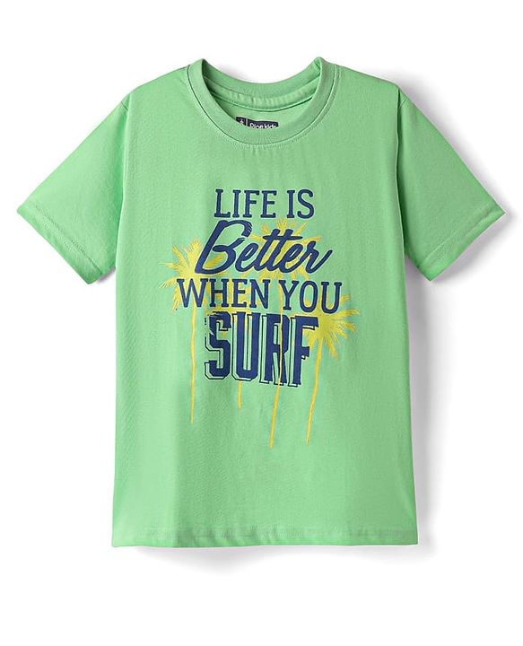 Pine Kids Cotton Knit Half Sleeves T-Shirts with Text Print Pack of 3 - Blue Black & Light Blue