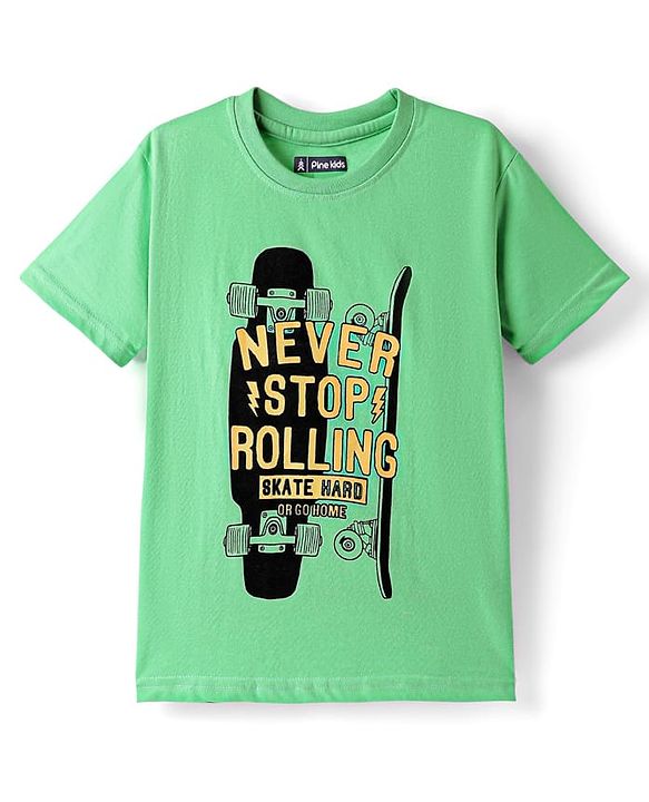 Pine Kids Cotton Knit Half Sleeves T-Shirts with Text Print Pack of 3 - Red Yellow & Light Green