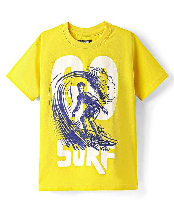 Pine Kids Cotton Knit Half Sleeves T-Shirts with Text Print Pack of 3 - Red Yellow & Light Green